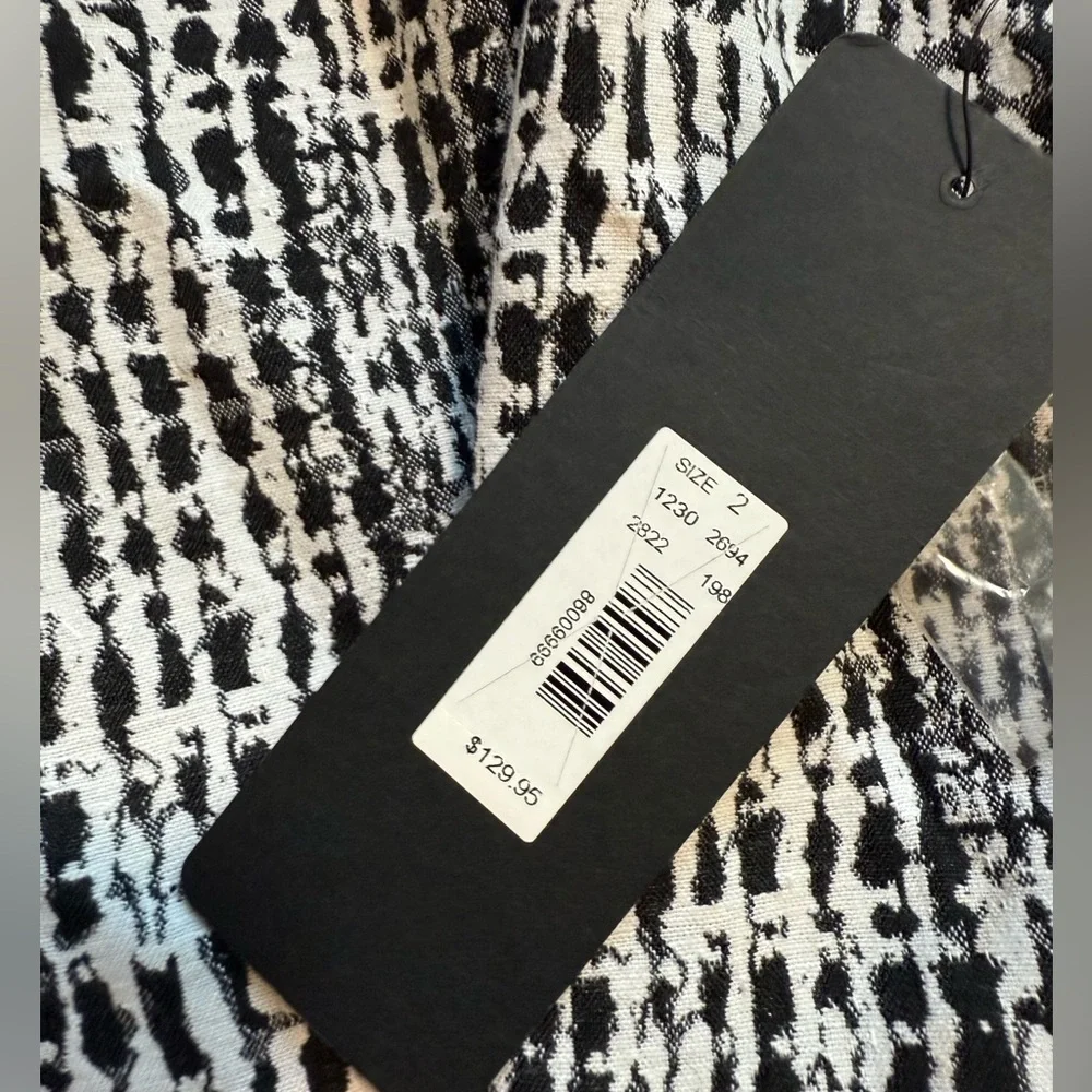 Eva Longoria Black and White Sleeveless A-Line Midi Dress NWT w/ black belt - Picture 3 of 4